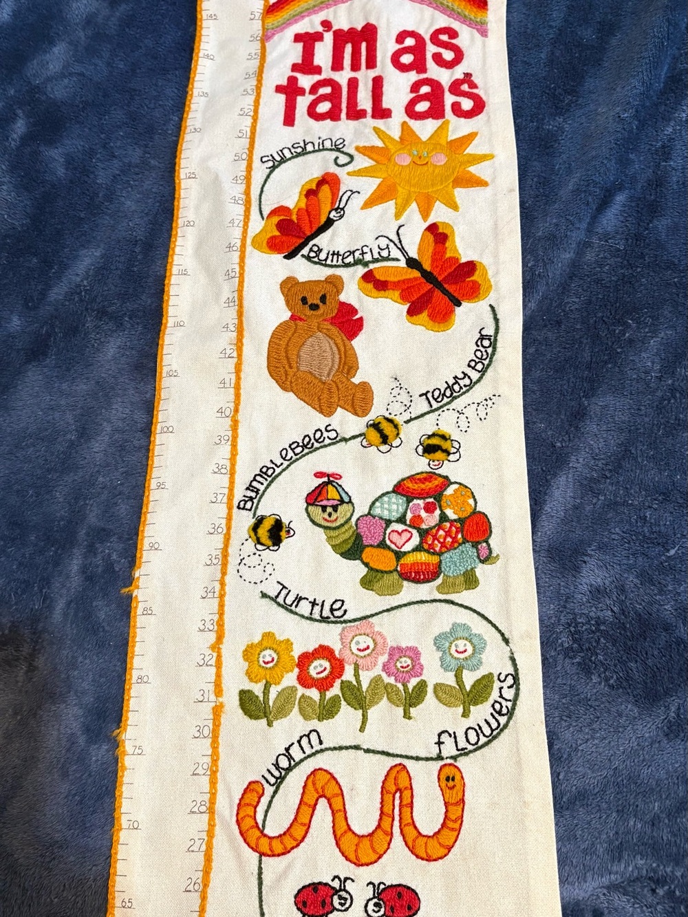 I'm As Tall As Embroidered Growth Chart Wall Hanging - White/Orange